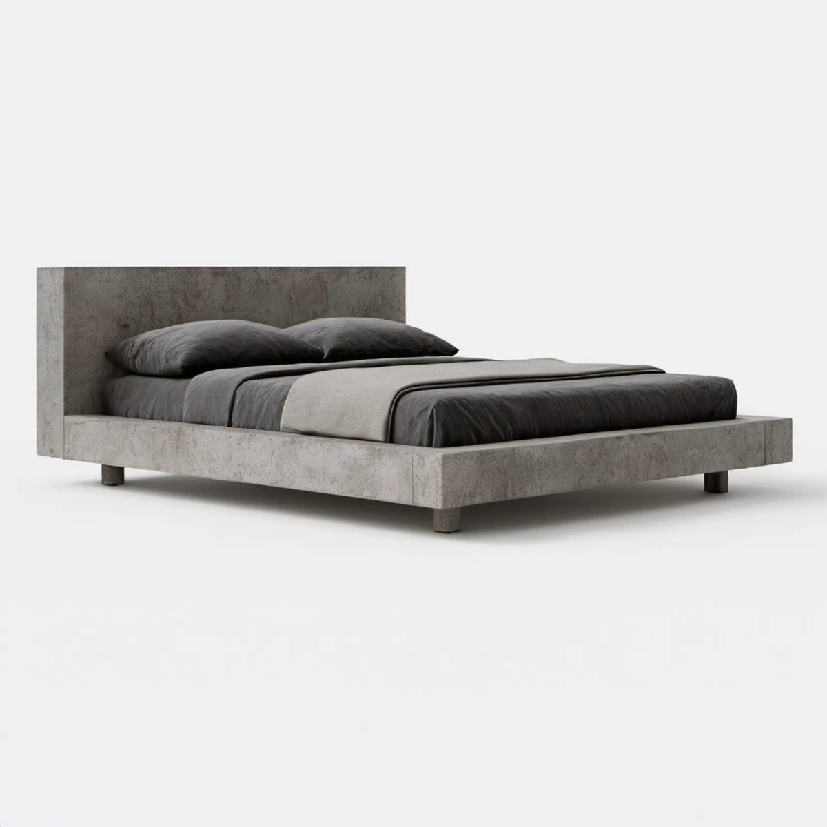 Łóżko dwuosobowe 160 x 200 cm z ramą z MDF w dekorze szarego betonu