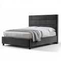 Tapicerowane łóżko dwuosobowe grafitowo-czarne 160 x 200 cm