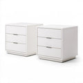 Zestaw 2 białych stolików nocnych MDF 60 x 40 x 60 cm z 3 szufladami