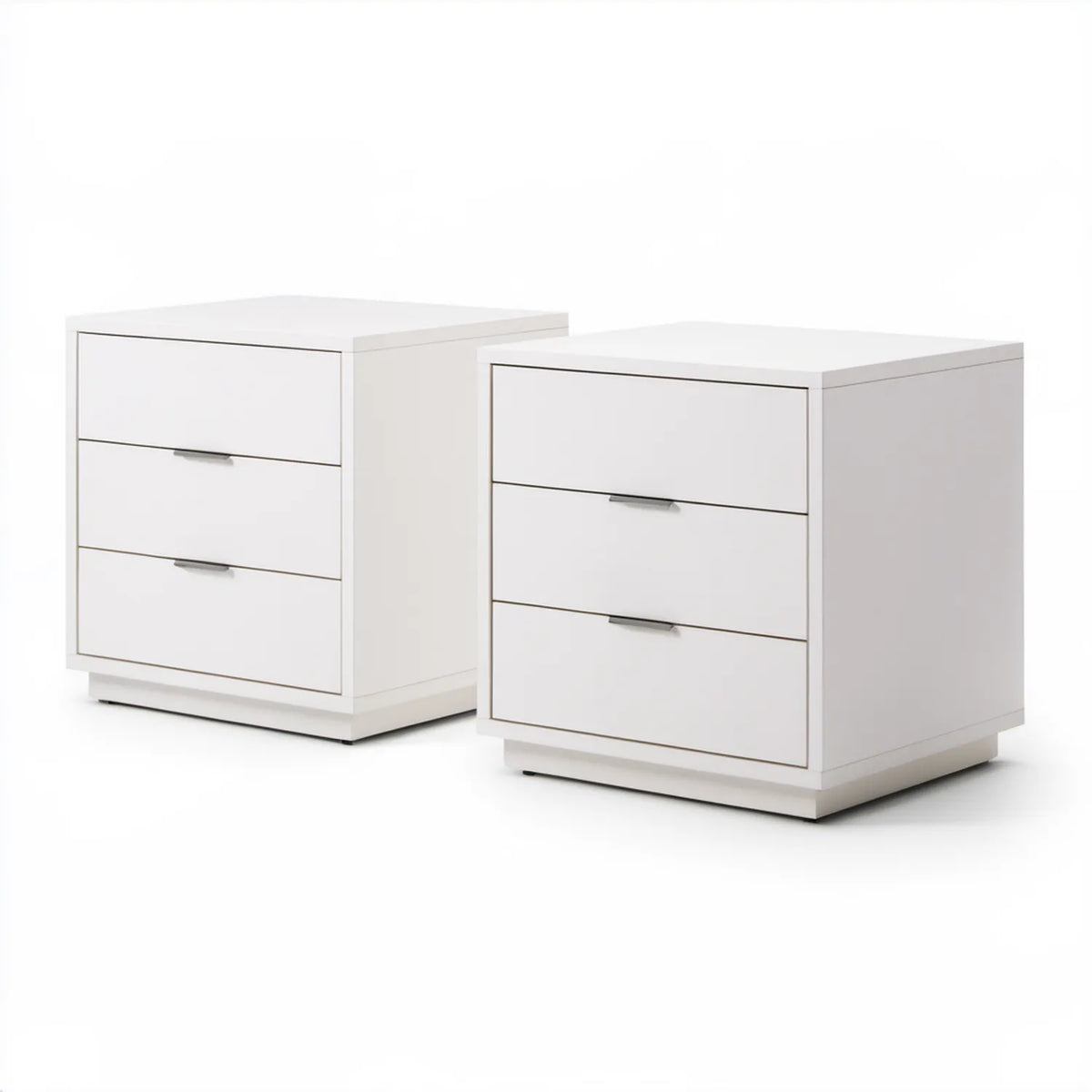Zestaw 2 białych stolików nocnych MDF 60 x 40 x 60 cm z 3 szufladami