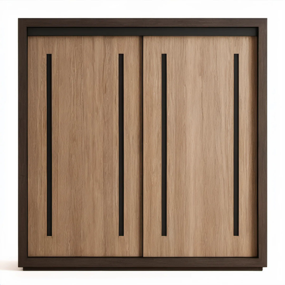 Szafa przesuwna z płyty laminowanej, dąb naturalny/wenge/czarny, 200 × 60 × 220 cm